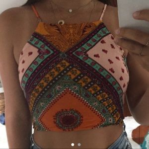 LF festival colorful bandana crop top